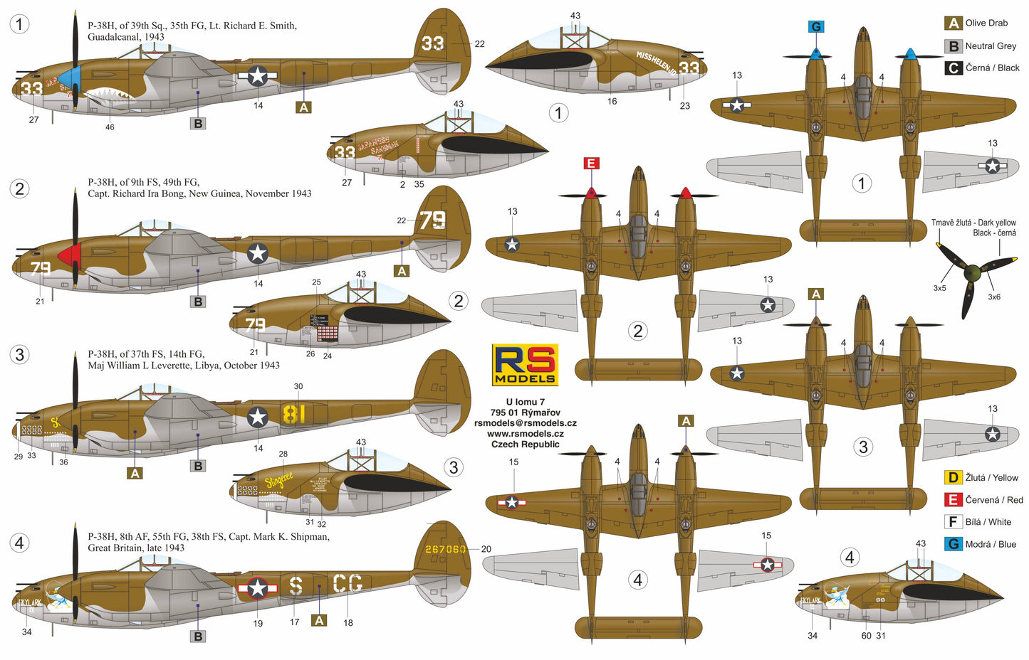 RS Models 92249 1:72 Lockheed P-38H Lightning