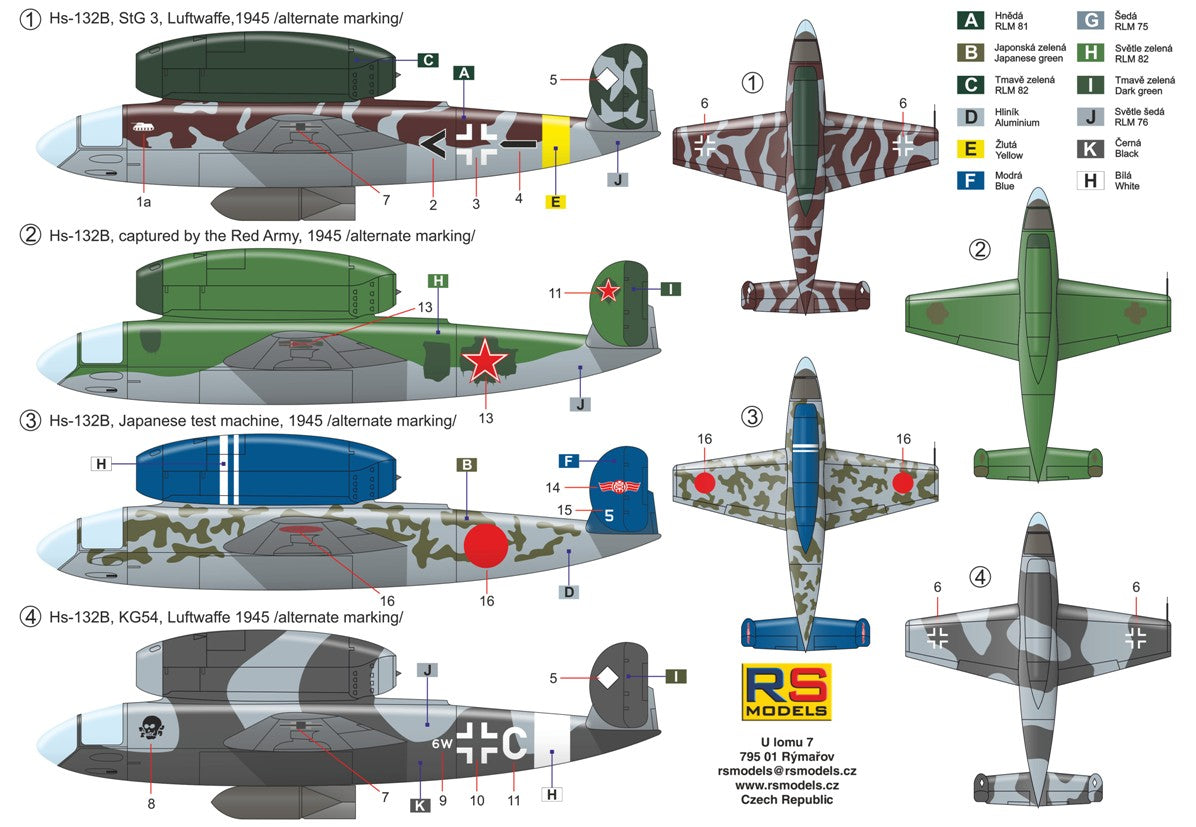 RS Models 92268 1:72 Henschel Hs-132B with 2 x 20 mm MG 151 cannon