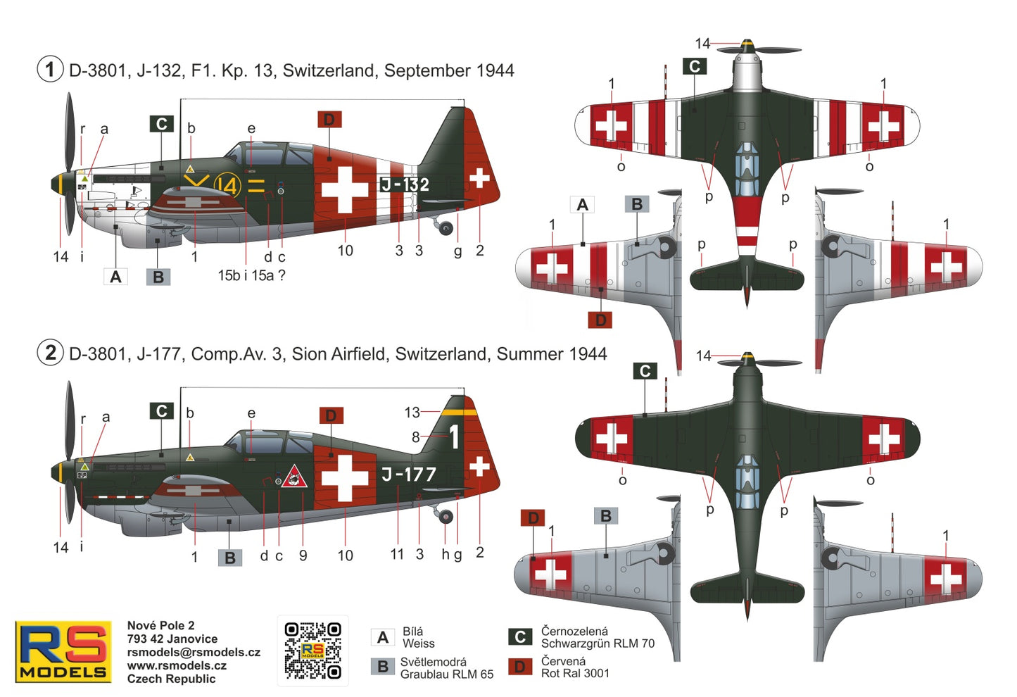 RS Models 92311 1:72 Doflug D-3801 Swiss fighter