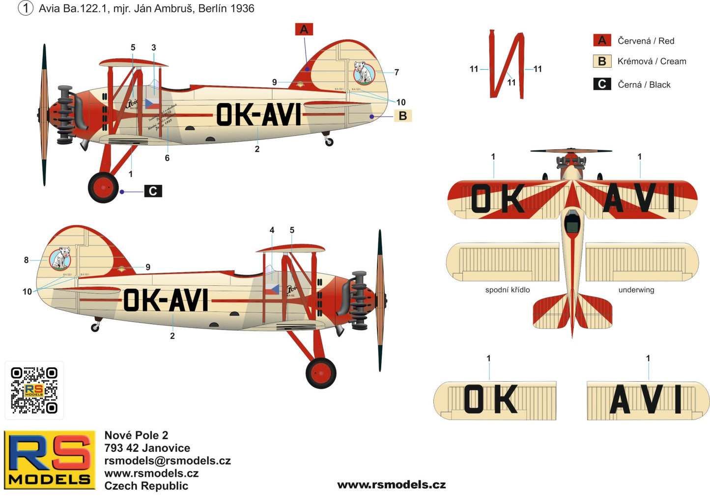 RS Models RSMI94023 1:72 Avia Ba.122 OK-AVI Berlin 36