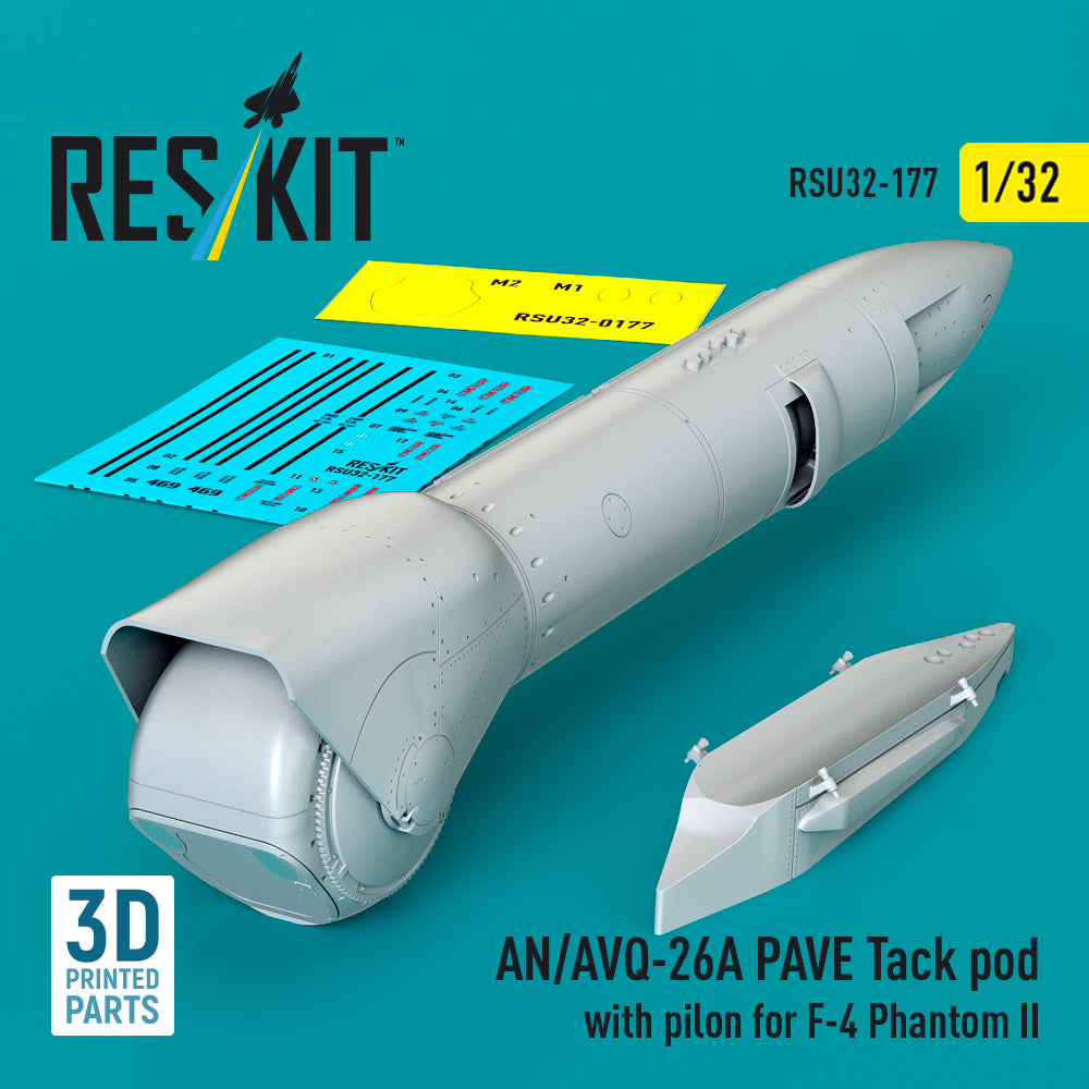 ResKit RSU32-177 1:32 AN/AVQ-26A PAVE Tack pod with pilon for F-4 Phantom II (3D Printed)
