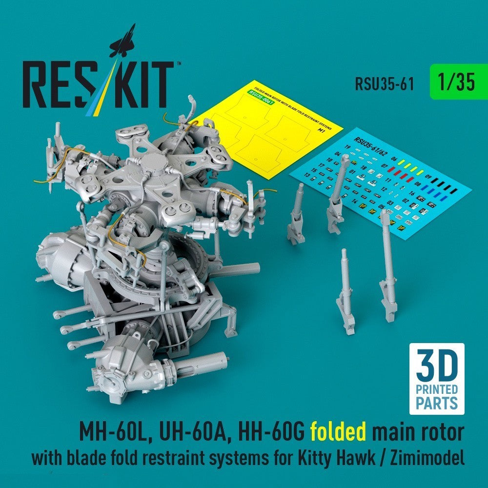 ResKit RSU35-0061 1:35 MH-60L / UH-60A and HH-60G - Folded Main Rotor with Blade Fold Restraint Systems