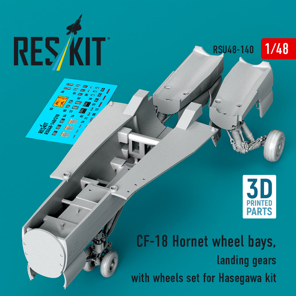 ResKit RSU48-140 1:48 CF-18 Hornet wheel bays, landing gears with wheels set
