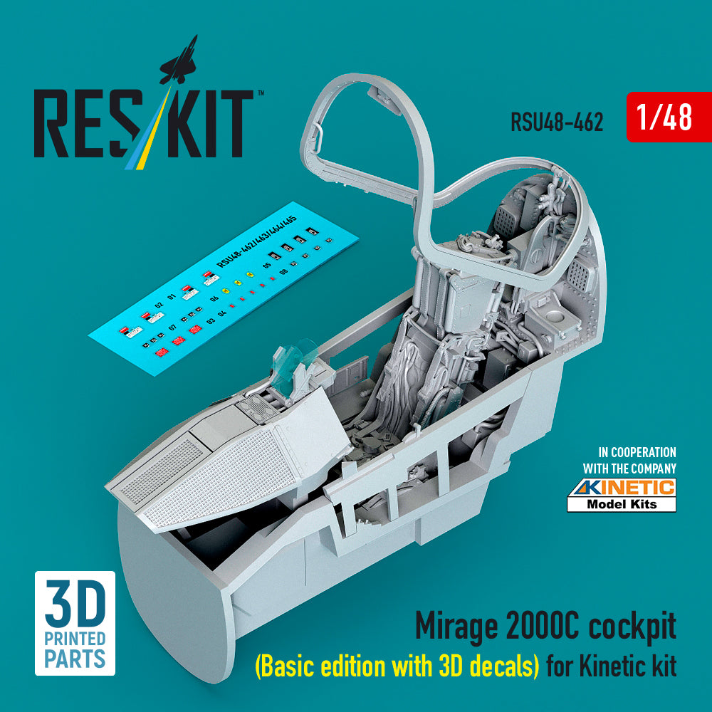 ResKit RSU48-462 1:48 Dassault Mirage 2000C cockpit (Basic edition with 3D-decals)