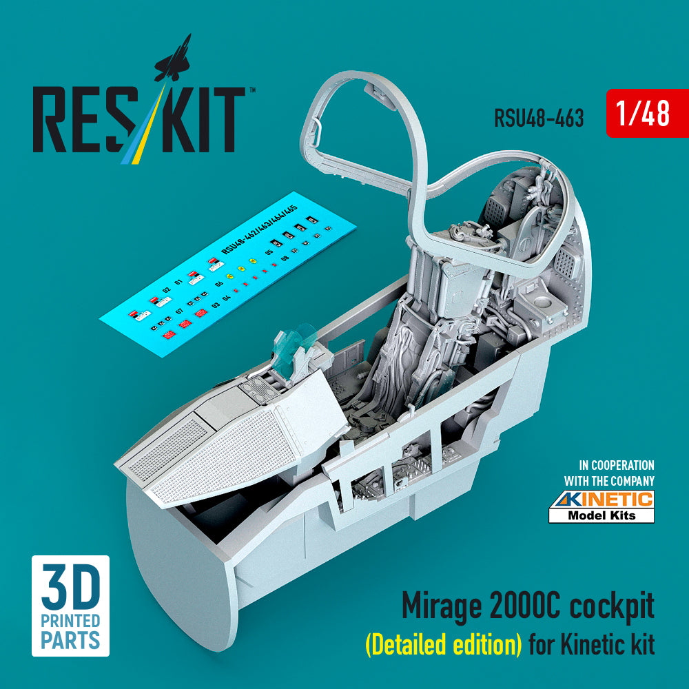 ResKit RSU48-463 1:48 Dassault Mirage 2000C cockpit (Detailed edition)