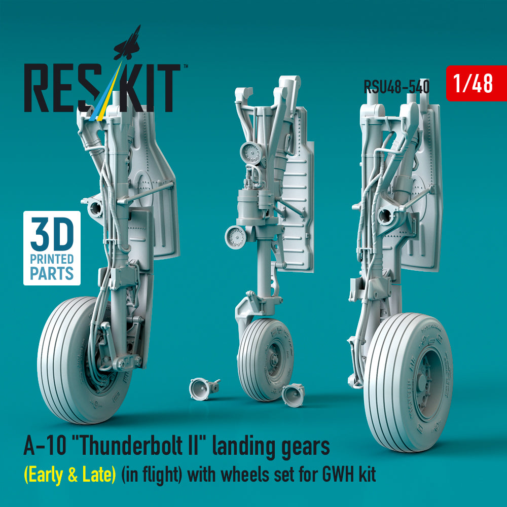 ResKit RSU48-0540 1:48 Fairchild A-10C Thunderbolt II landing gears (Early & Late)d to be used with Great Wall Hobby kits) 3D-Printed