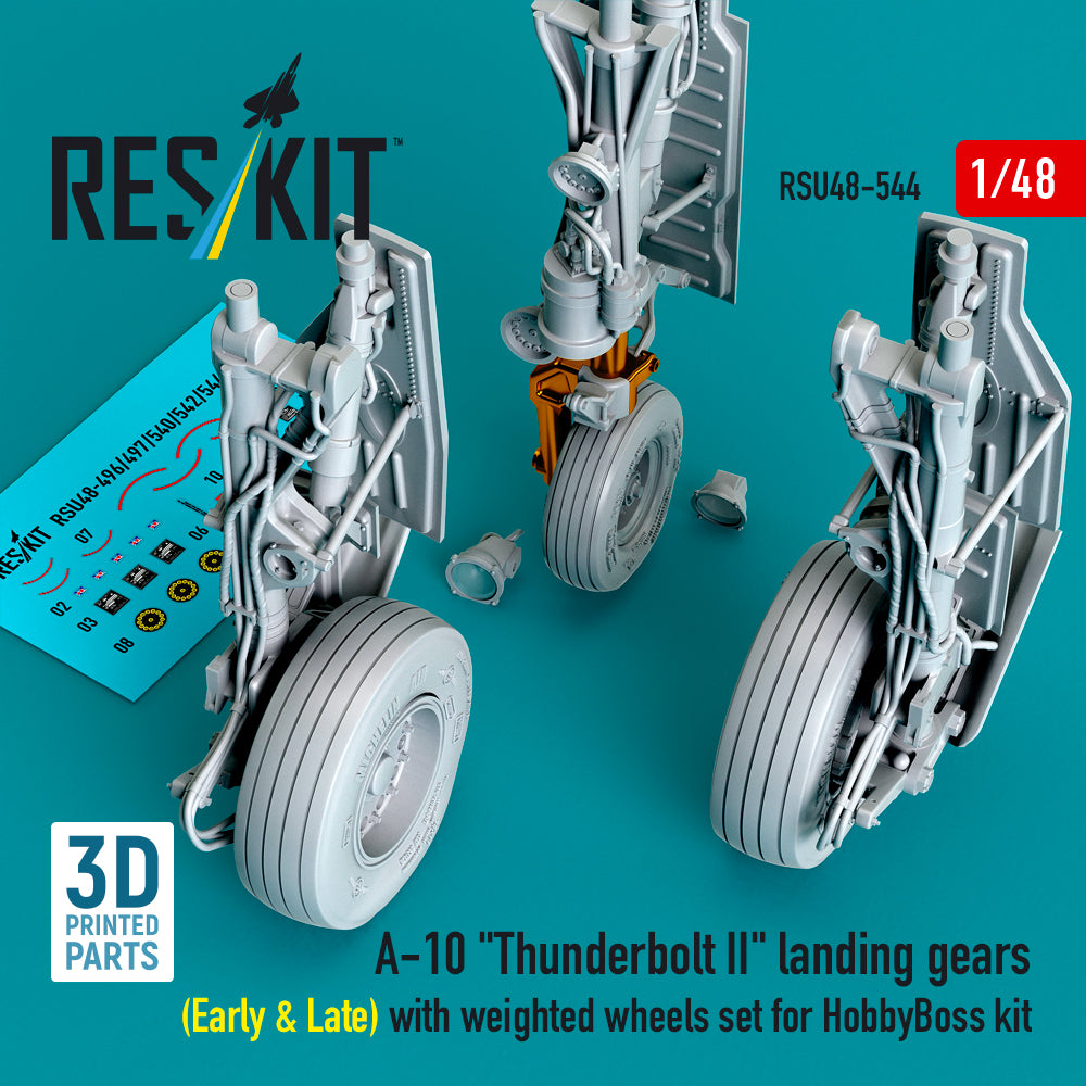 ResKit RSU48-544 1:48 A-10 Thunderbolt II landing gears (Early & Late) with weighted wheels set