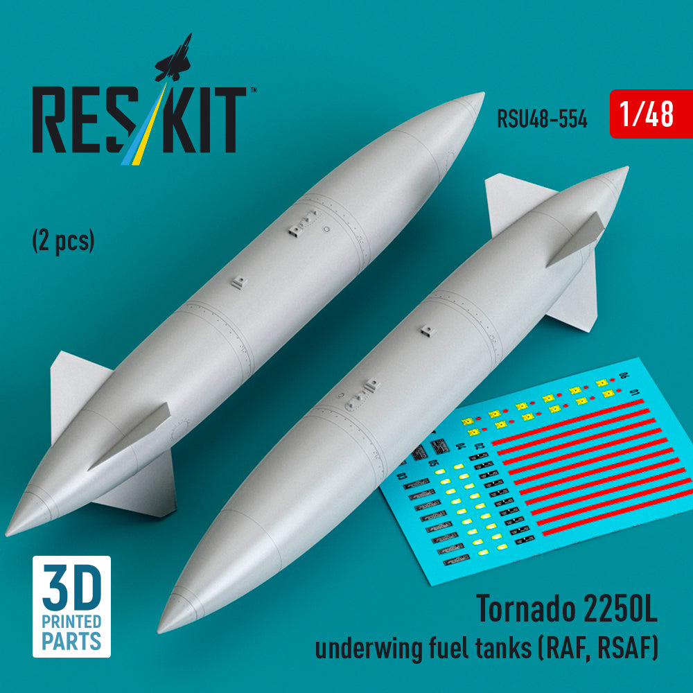 ResKit RSU48-554 1:48 Panavia Tornado 2250L underwing fuel tanks (RAF, RSAF) (2 pcs)