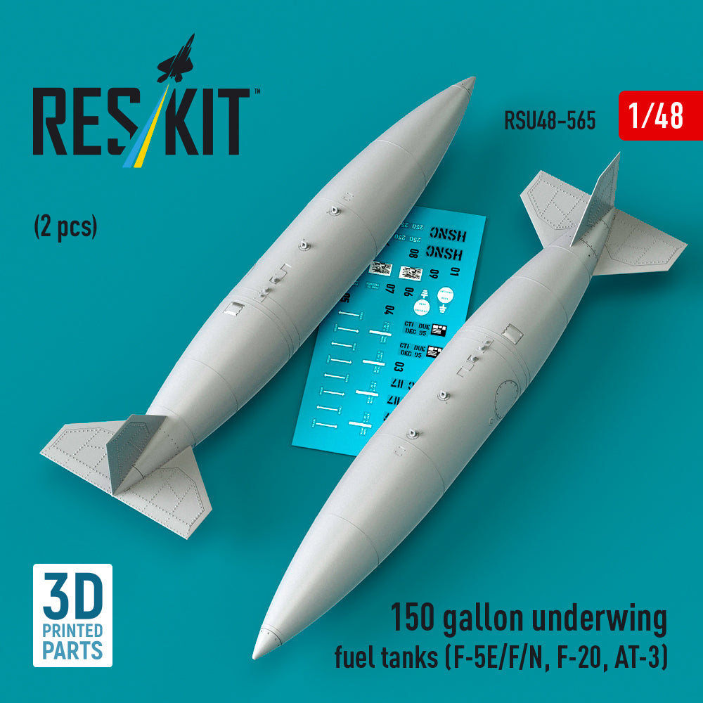 ResKit RSU48-565 1:48 150 gallon underwing fuel tanks (2 pcs) (F-5E/F/N, F-20, AT-3) (3D Printed)
