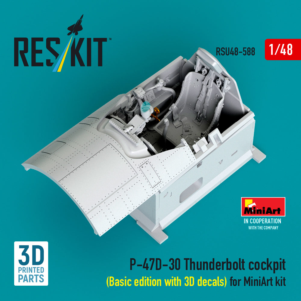 ResKit RSU48-588 1:48 P-47D-30 Thunderbolt cockpit (Basic edition with 3D decals)