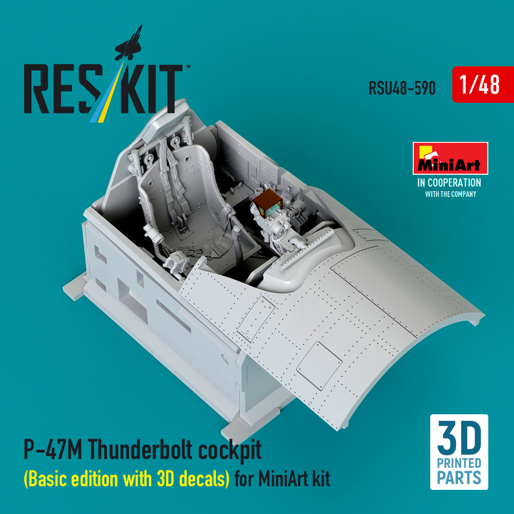 ResKit RSU48-590 1:48 P-47M Thunderbolt cockpit (Basic edition with 3D decals)