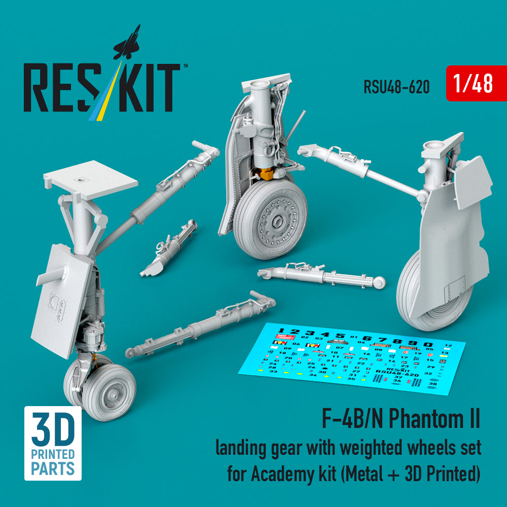 ResKit RSU48-0620 1:48 F-4B/N Phantom II landing gear with weighted wheels set