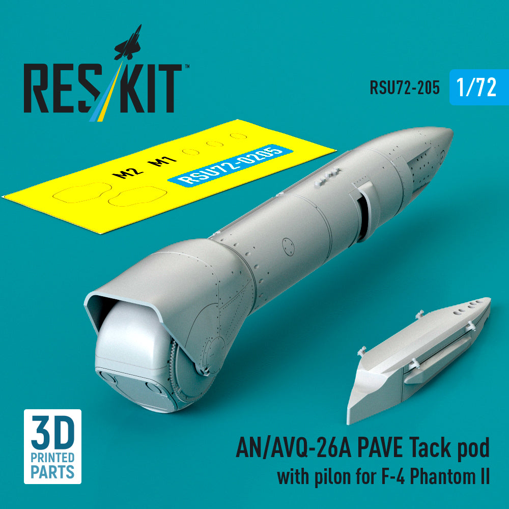 ResKit RSU72-205 1:72 AN/AVQ-26A PAVE Tack pod with pilon for F-4 Phantom II