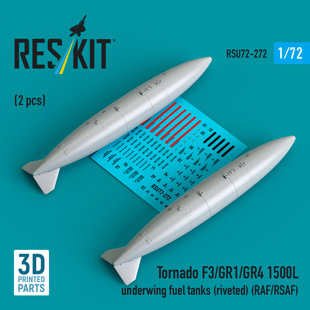 ResKit RSU72-272 1:72 Panavia Tornado F.3/GR.1/GR.4 1500L underwing fuel tanks (riveted)