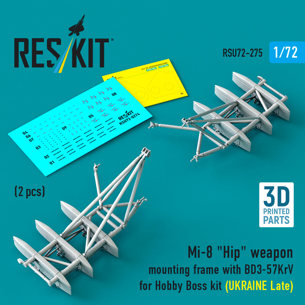 ResKit RSU72-275 1:72 Mil Mi-8 Hip weapon mounting frame with BD3-57KrV