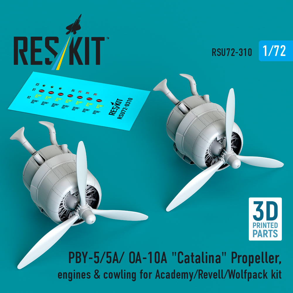 ResKit RSU72-0310 1:72 Consolidated PBY-5/PBY-5A/OA-10A Catalina Propeller, engines & cowling