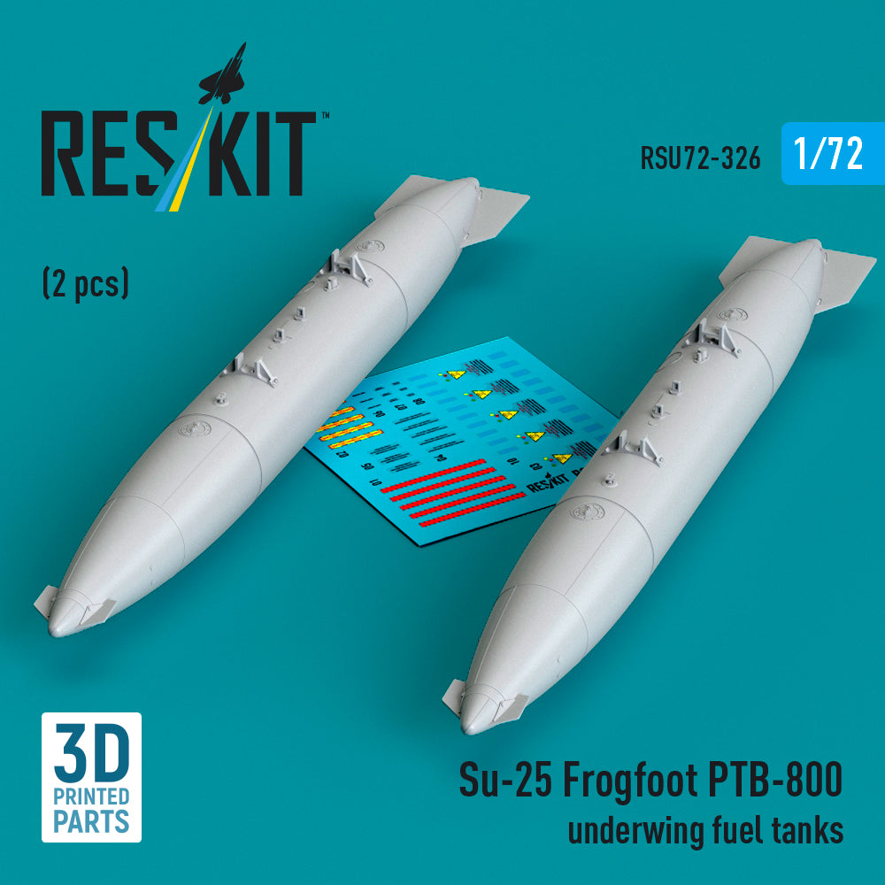 ResKit RSU72-0326 1:72 Sukhoi Su-25 Frogfoot PTB-800 underwing fuel tanks (2 pcs)