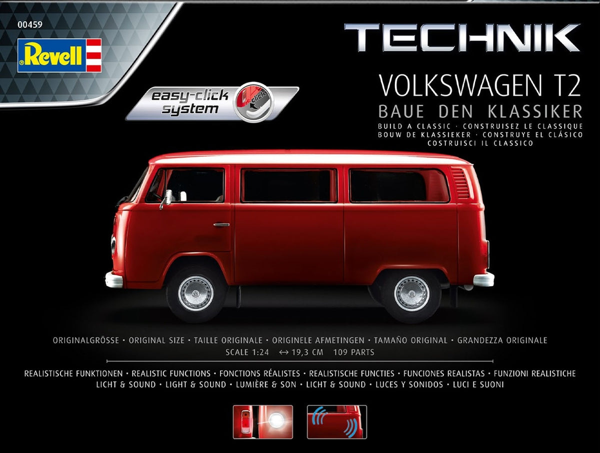 Revell 000459 1:24 Volkswagen T2 Bus - Easy-Click Technik