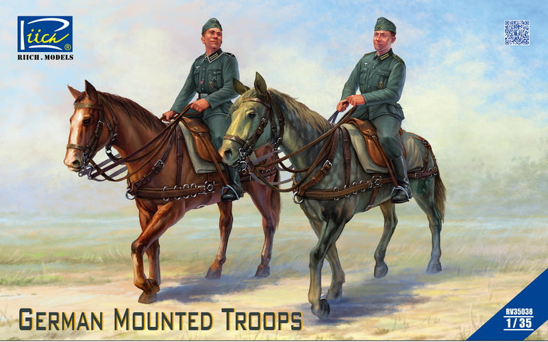 Riich Models RV35038 1:35 German Mounted Troops (2 Horses & 2 Figures)(WWII)