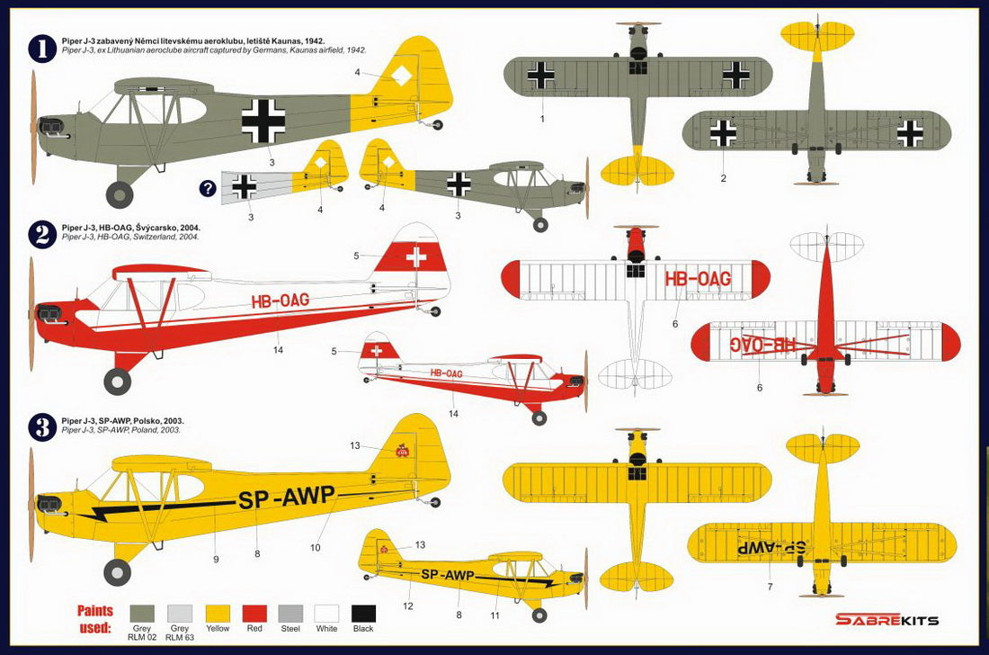 Sabre Kits SBK4003 1:48 Piper J-3 Cub 'Over Europe' ex-Smer with New Clear Parts