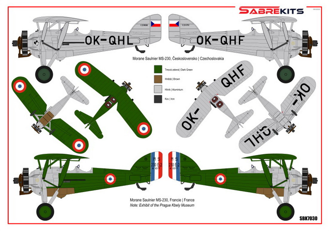 Sabre Kits SBK7030 1:72 Morane-Saulnier MS.230 (Belgium, Czechoslovakia, France, Blue Max movie) ex-Heller/Smer