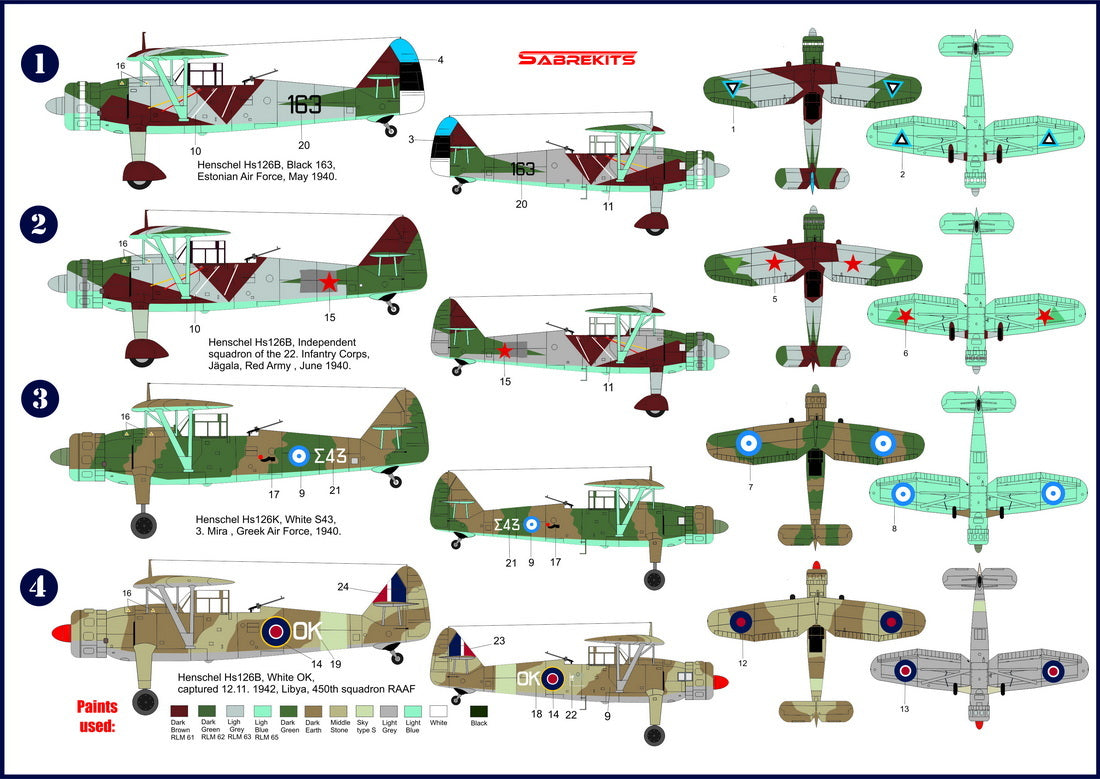 Sabre Kits SBKD05 1:72 Henschel Hs-126B/K 'International' (Estonia, Soviet Union, Greece, RAF)