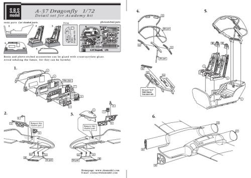 SBS Model SBS72006 1:72 Cessna A-37B Dragonfly cockpit set