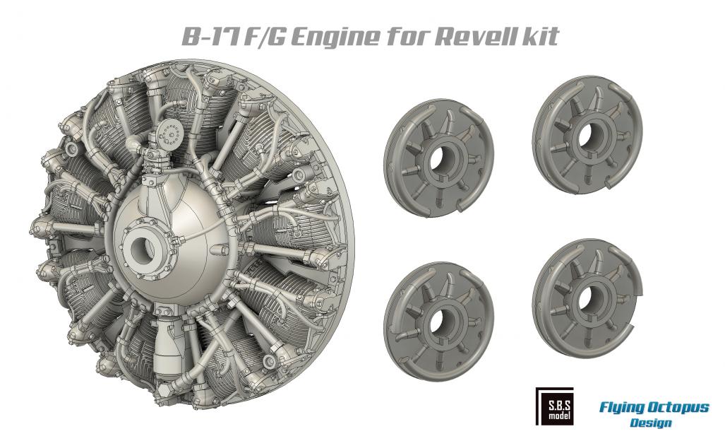 SBS Model SBS72089 1:72 Boeing B-17F/B-17G Flying Fortress engine set