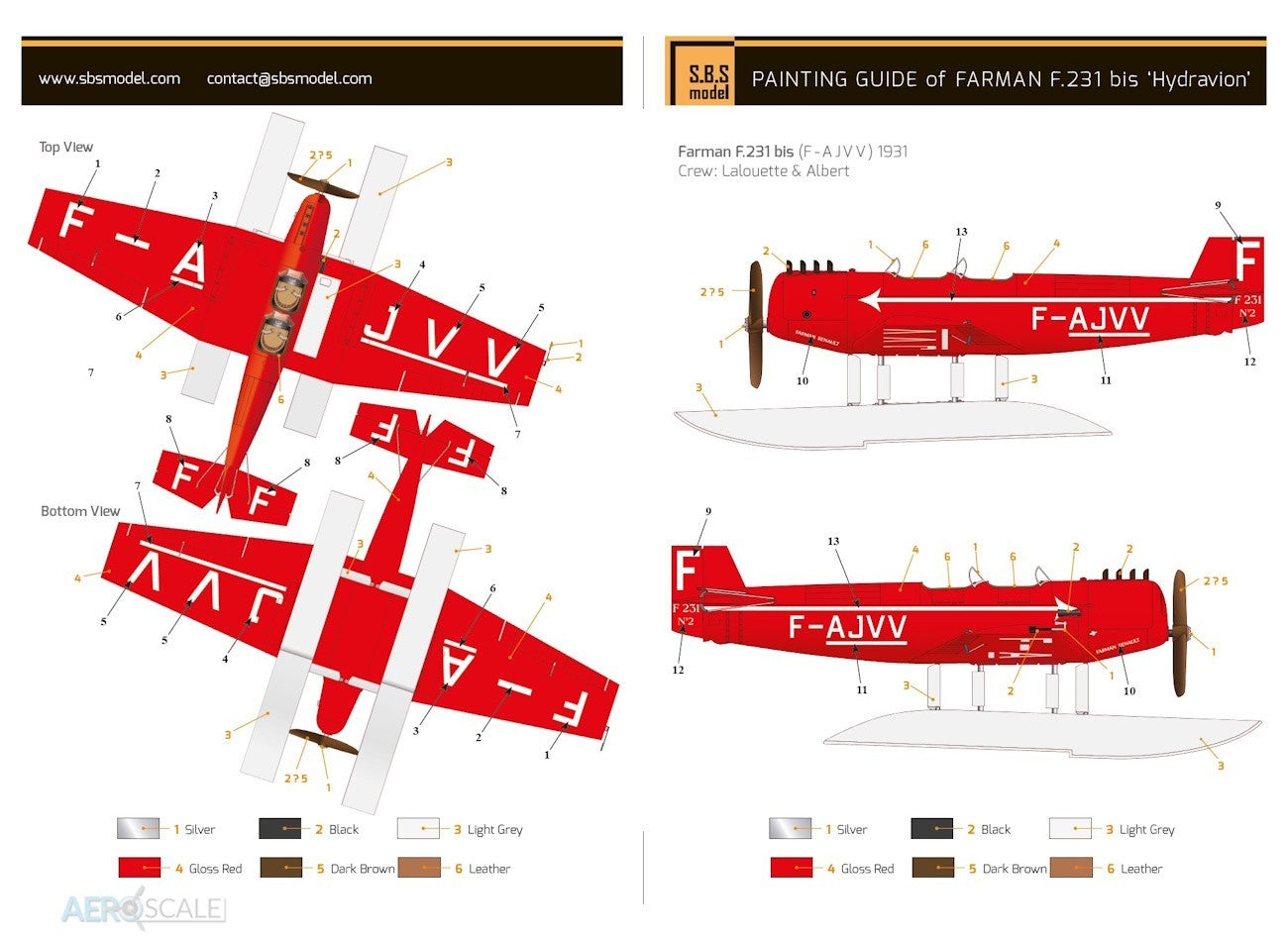 SBS Model SBS7038 1:72 Farman 231 bis 'Hydravion' float plane