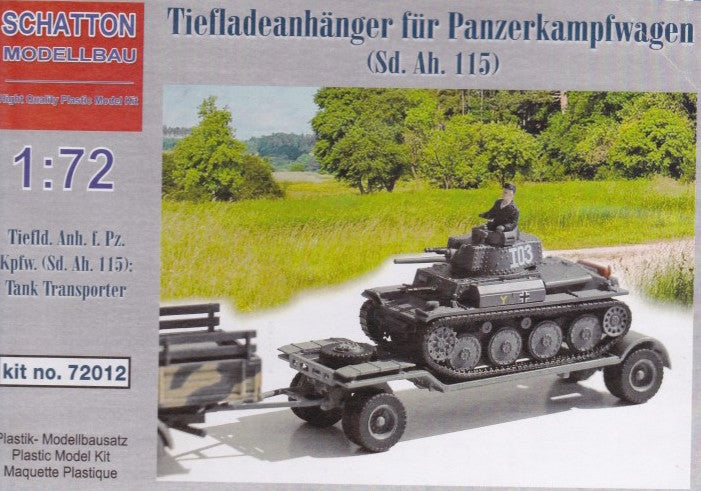 Schatton Modellbau 72012 1:72 Tiefladeanhanger fur Panzerkampfwagen (Sd.Ah.115) German Tank Transporter Trailer