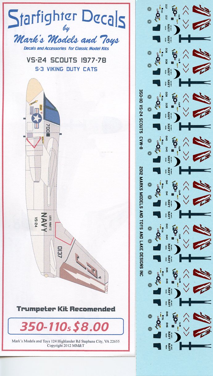 Starfighter Decals 350110S 1:350 Lockheed S-3B Vikings.