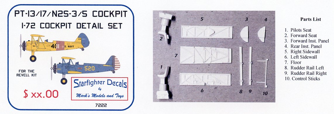 Starfighter Decals 7222 1:72 Boeing PT-13/Stearman PT-17/N2S-3/N2S-5 Stearman Cockpit set