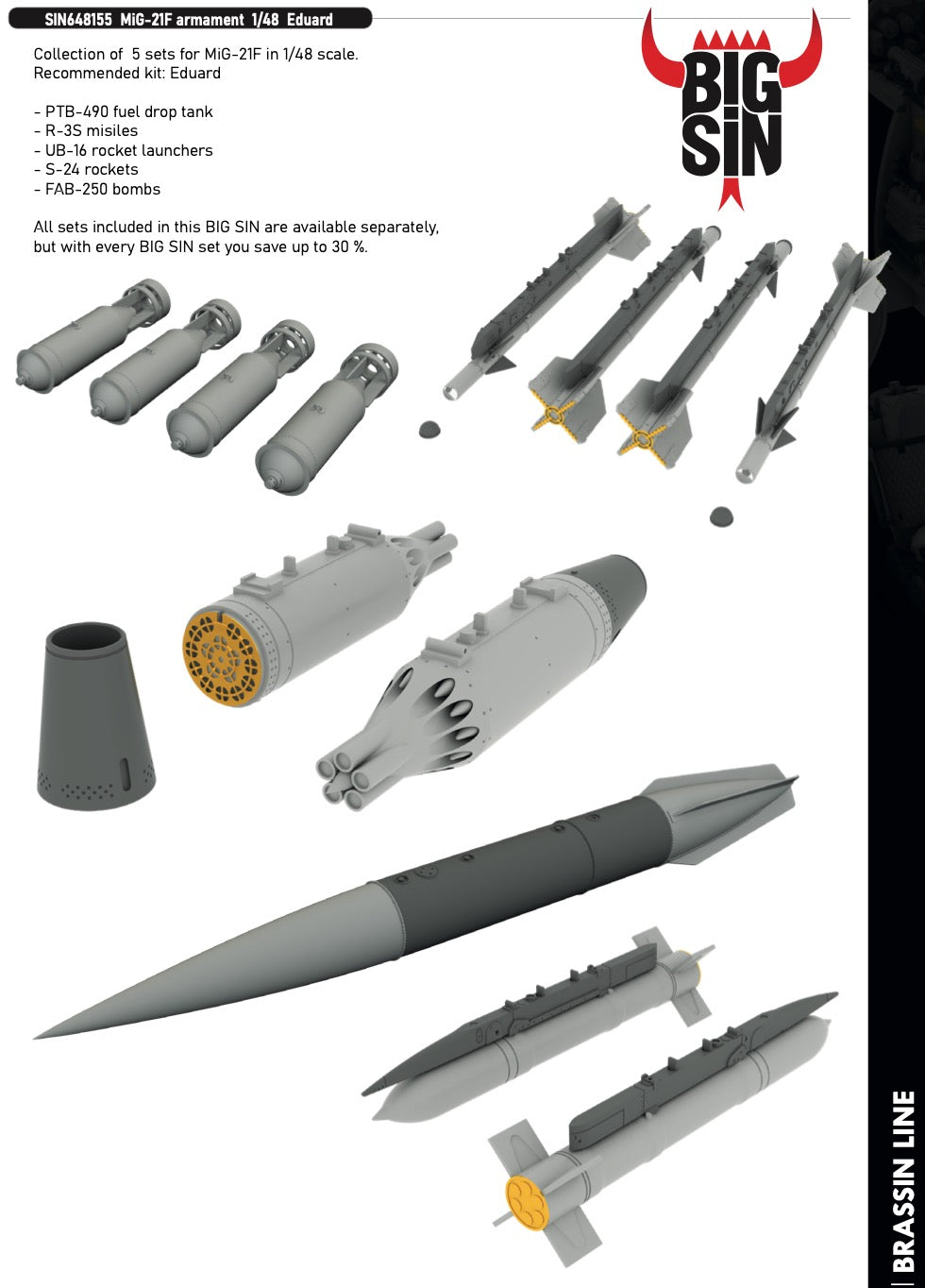 Eduard Brassin SIN648155 1:48 Mikoyan MiG-21F Armament