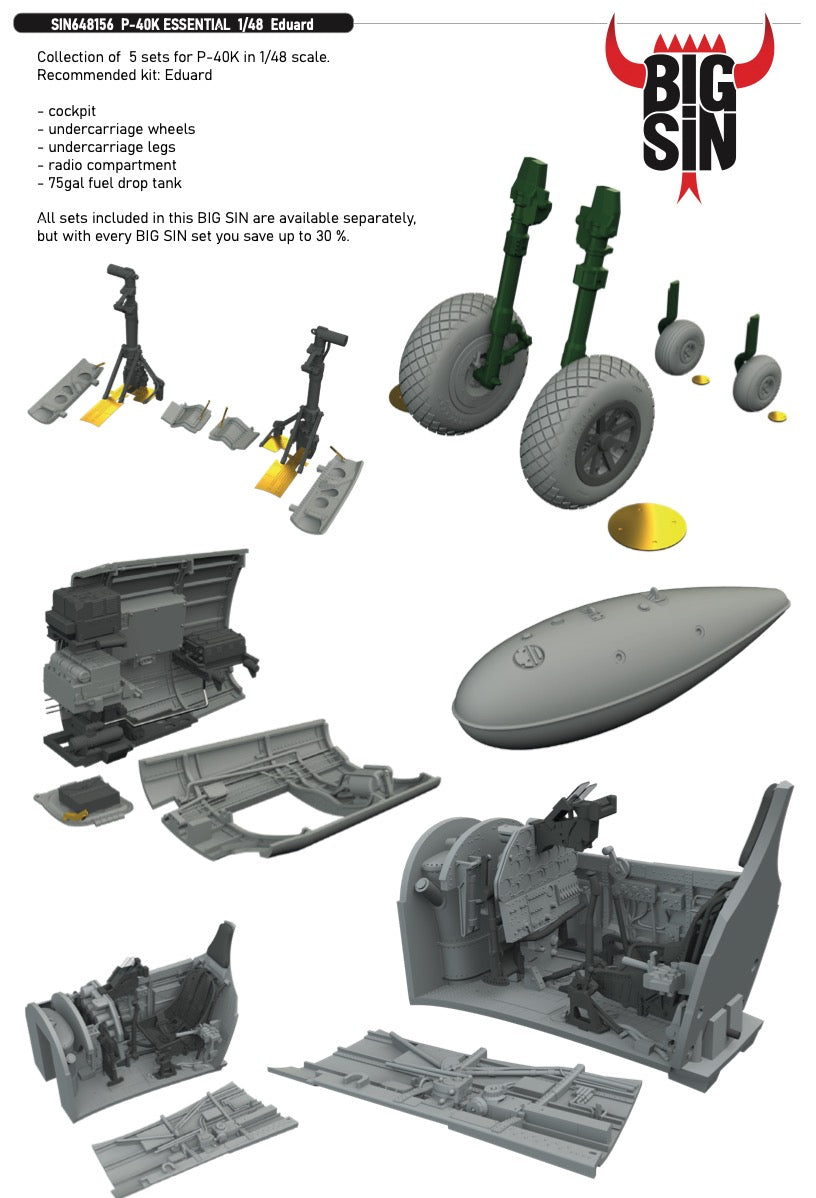 Eduard Brassin SIN648156 1:48 Curtiss P-40K ESSENTIAL
