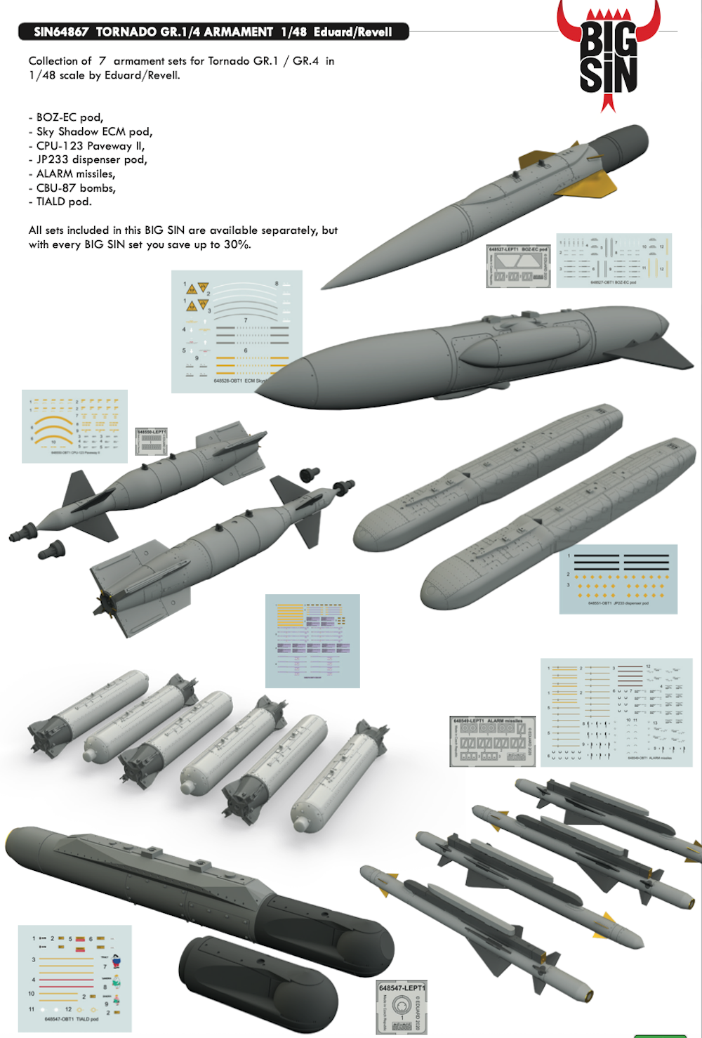 Eduard Brassin SIN64867 1:48 Panavia Tornado Gr.1/4 Armament