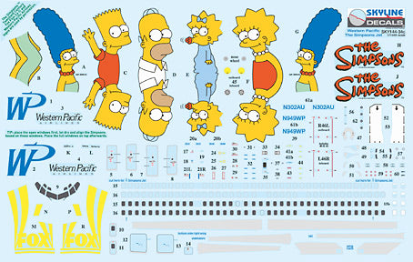 Skyline 14034C 1:144 Boeing 737-300 Western Pacific N949WP Simpsons Logo Jet with Etched Parts