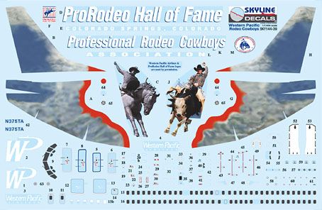 Skyline 14039 1:144 Boeing 737-300 WP Western Pacific N375TA ProRodeo Hall of Fame/Professional Rodeo Cowboys with Etched Parts