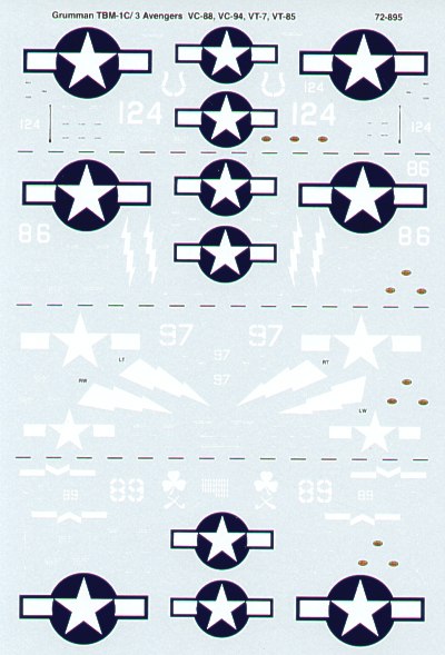 Microscale SS72895 1:72 Grumman TBM-1C/3 Avengers