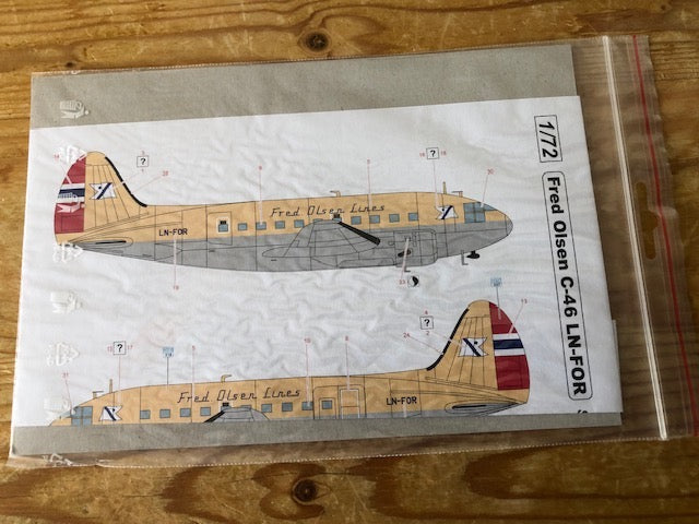 S & M Models SSM72-010 1:72 Curtiss C-46 LN-FOR Fred Olsen (MB)