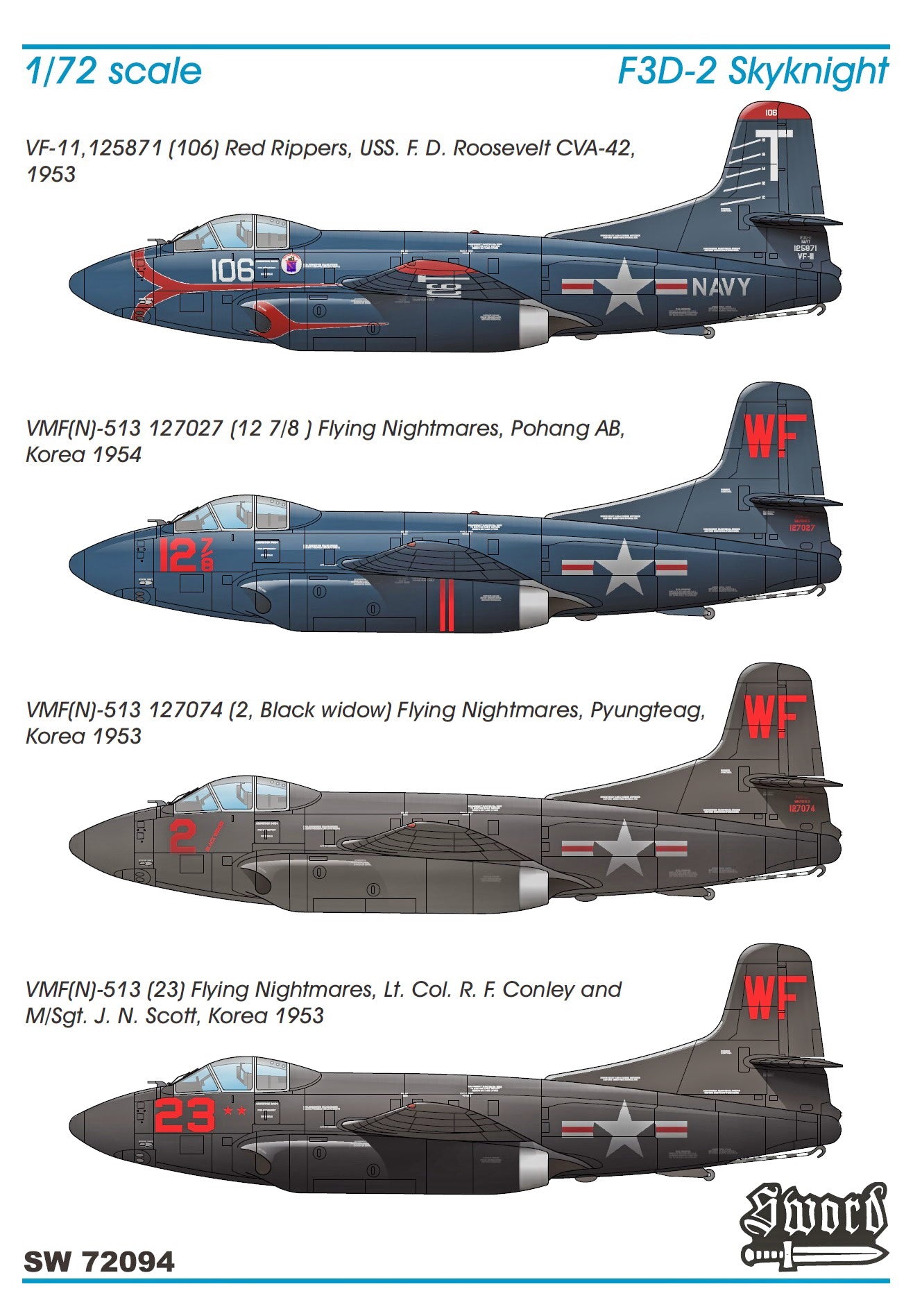 Sword 72094SE 1:72 Douglas F3D-2 Skyknight over Korea