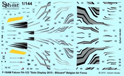 Syhart Decal 144083 1:144 General-Dynamics F-16AM Falcon FA-123 'Solo Display 2015 - Blizzard' Belgian AF