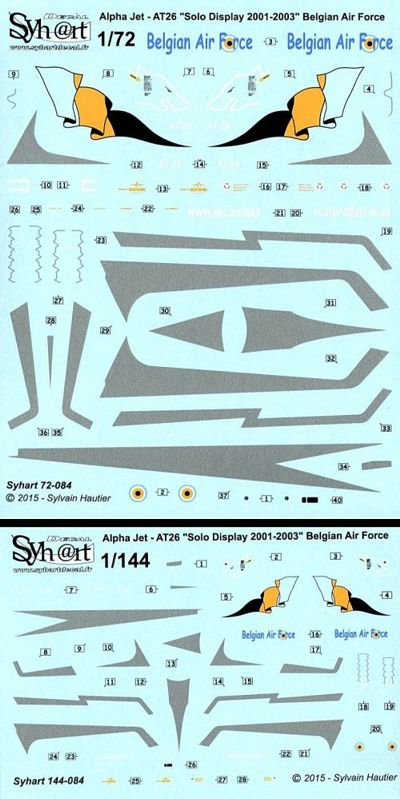 Syhart Decal 144084 1:144 Dassault-Dornier Alpha Jet AT26 'Solo Display 2001-2003' Belgian AF