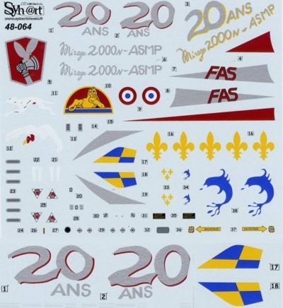 Syhart Decal 48064 1:48 Dassault-Mirage 2000N '20ans Dassault-Mirage 2000N ASMP' EC1/4 Dauphine 2008