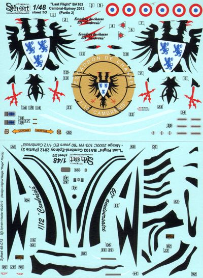 Syhart Decal 48073 1:48 Last Flight BA103 Cambrai-Epinoy (Part 2) Dassault-Mirage 2000C 103-YN