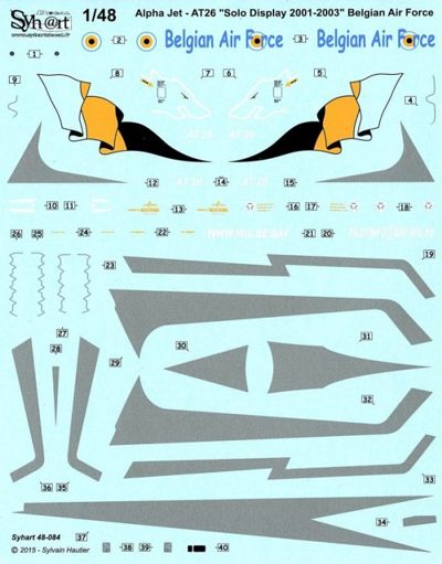 Syhart Decal 48084 1:48 Dassault-Dornier Alpha Jet AT26 'Solo Display 2001-2003' Belgian AF