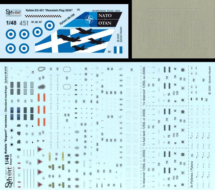 Syhart Decal 48-159 1:48 Dassault Rafale EG #451 'Ramstein Flag 2024' Hellenic Air Force -