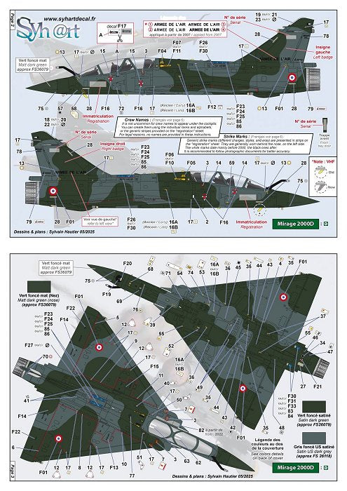 Syhart Decal 48-923 1:48 Dassault Mirage 2000 'standard' (Green Mirage : D/N) Armée de l'Air