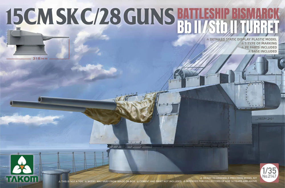 Takom 02147 1:35 Bismarck Turret, 15cm SK C/28 Gun, Bb II/Stb II