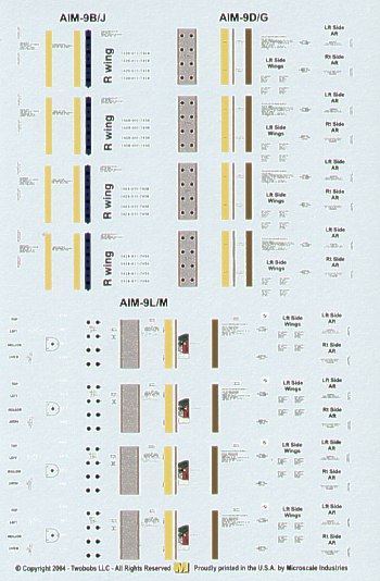 Two Bobs 32027 1:32 U.S. Air-to-Air Missile Markings for AIM-9B/D/G/J/L/M and AIM-7E-2/M