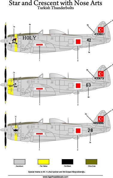 Tigerhead Decals 48005 1:48 Star and Crescent with Nose Arts (Turkish Republic P-47D Thunderbolt)